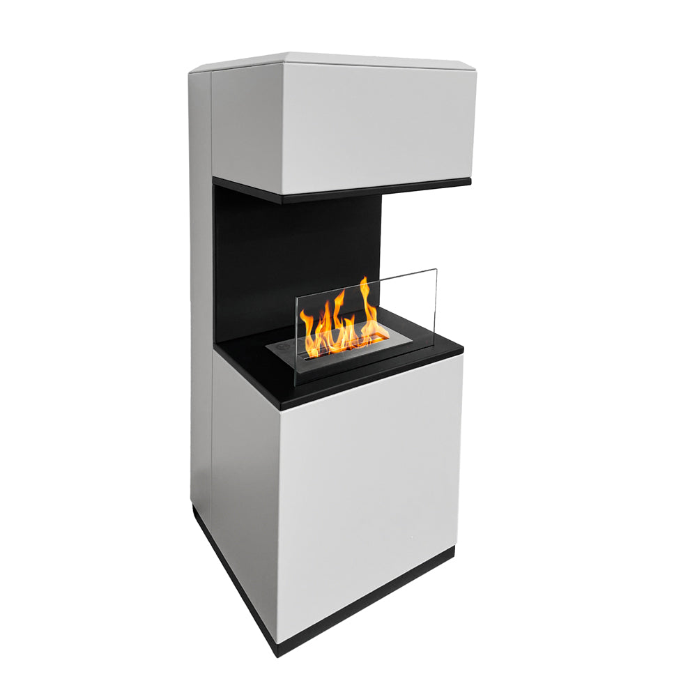 Camino a bioetanolo biocamino da terra Oslo in acciao bianco L38xP38xH100