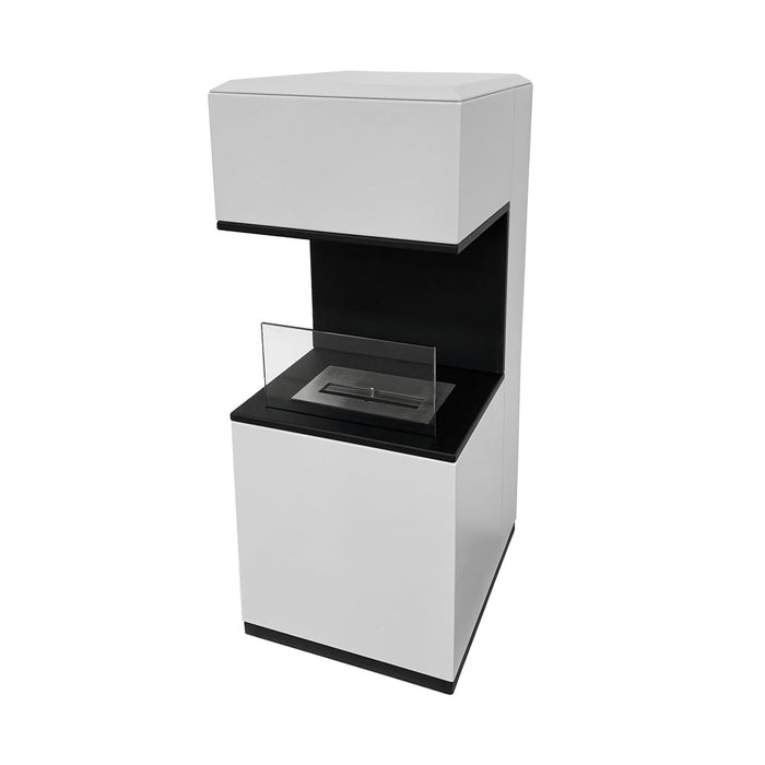 Camino a bioetanolo biocamino da terra Oslo in acciao bianco L38xP38xH100