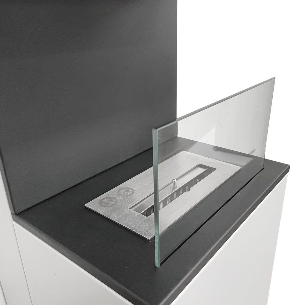 Camino a bioetanolo biocamino da terra Oslo in acciao bianco L38xP38xH100