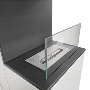 Camino a bioetanolo biocamino da terra Oslo in acciao bianco L38xP38xH100