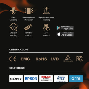 Bruciatore a bioetanolo Smart APP inserto automatico da incasso SLIM 100