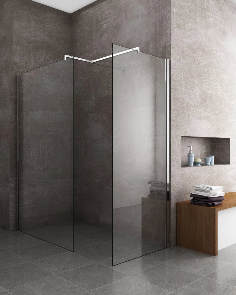 Doppia Parete Doccia Walk-in Con Braccio Di Sostegno Superiore a T Vetro 8 mm Reversibile 68-70 x 78-80 H 200 cm