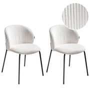 Set di 2 sedie da pranzo in velluto bianco sporco stile retrò seduta rotonda