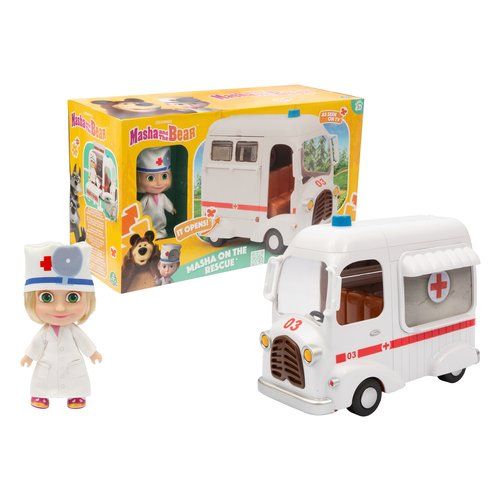 Set bambola giochi preziosi mha55000 masha e orso con ambulanza ruota