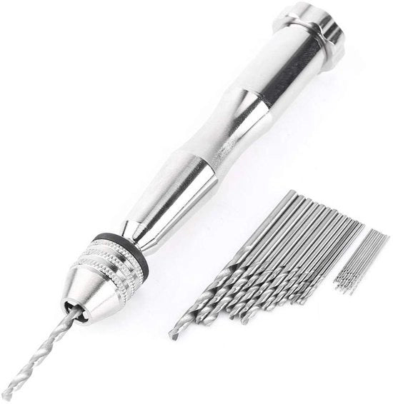 Manicotto a mano - Precisio Borer - 25 punte HSS - Gabbia di presa 0.3-3.6mm - Adatto per legno/plastica/gomma - Leggero e Efficiente - Borer per legno