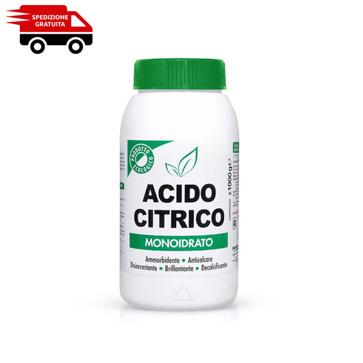 Acido Citrico Anidro 1kg Prodotto Ecologico e Multifunzione anticalcare disincrostante decalcificante ammorbidente e brillantante