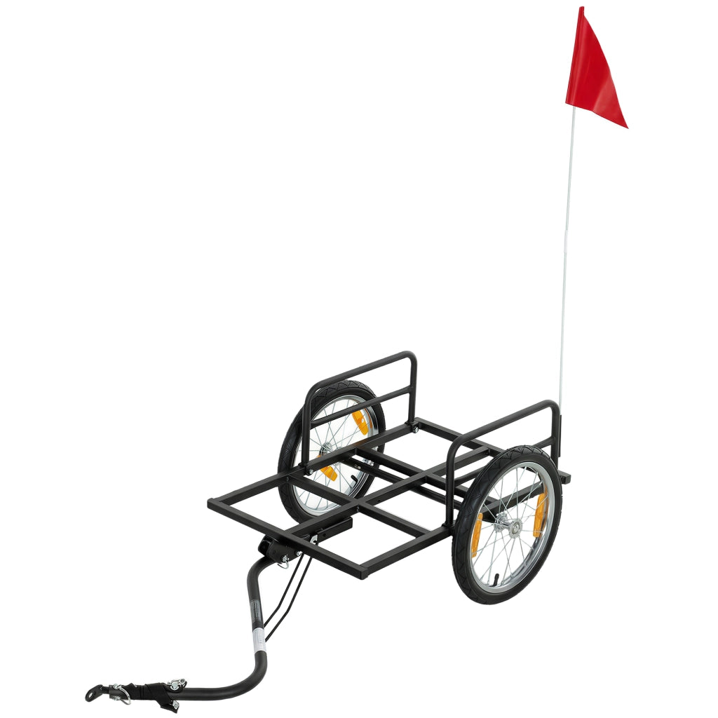 Carrello per Bicicletta da Carico 40 kg ¨C zephmum ¨C Acciaio 145x60x42 cm Nero