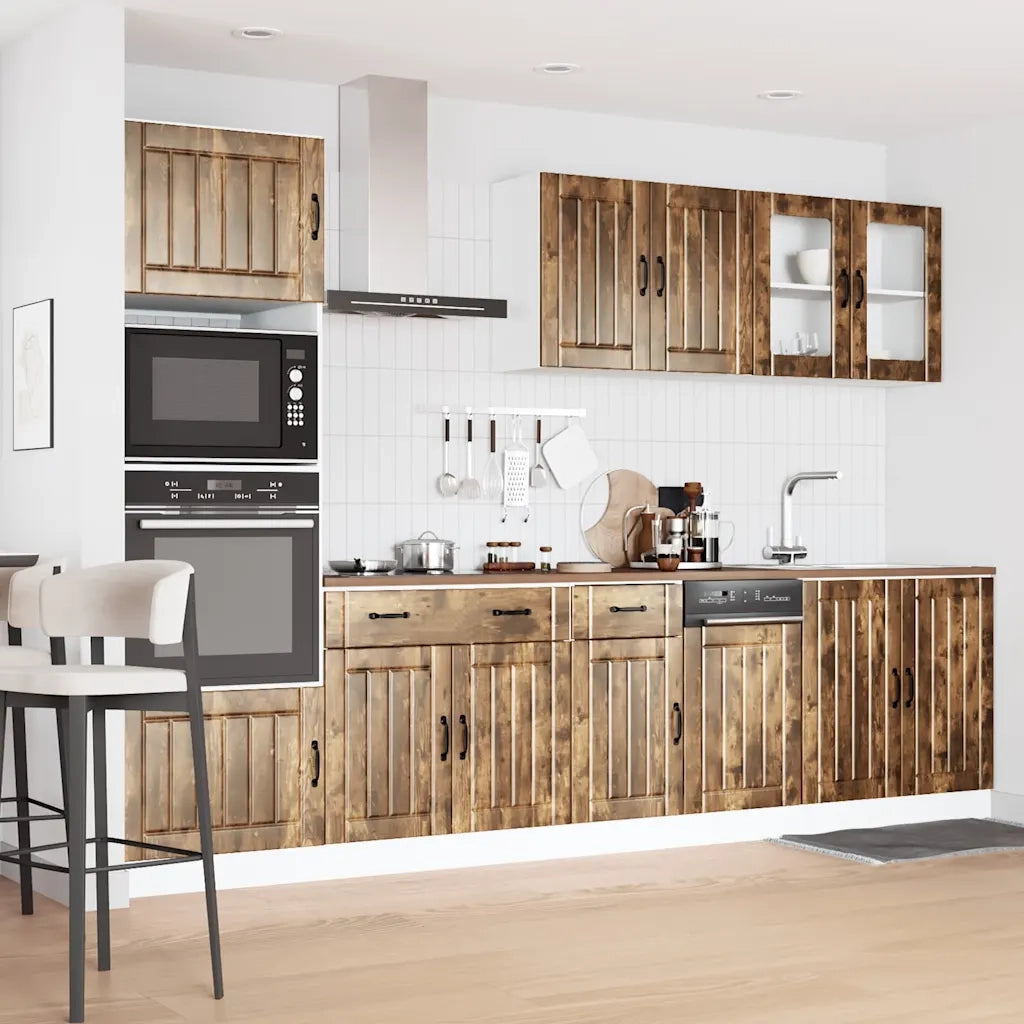Set Mobili da Cucina 7 pz Lucca Rovere Fumo Legno Multistrato 3314746