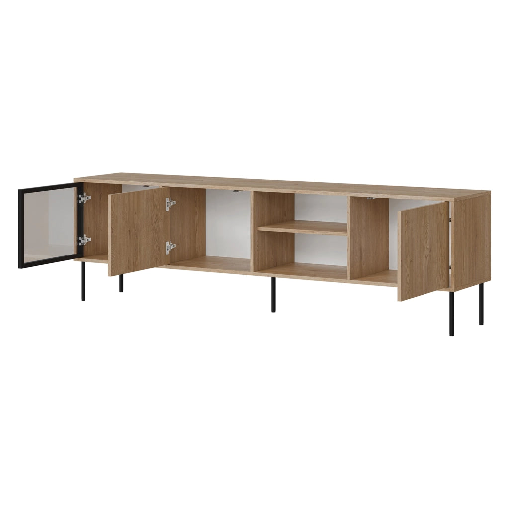 Fiuggi, Mobile Porta tv un Ripiano, 200x40x60h cm Marrone