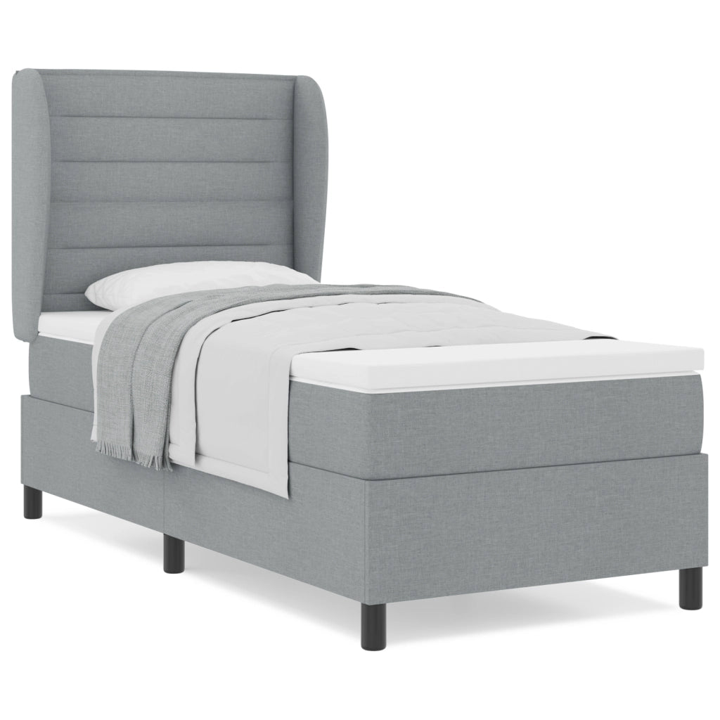 Letto a Box Spring con Materasso in Grigio Chiaro, 80x200 cm, Tessuto