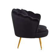 Poltrona Frida Velluto Nero Gambe Oro C/Cuscino