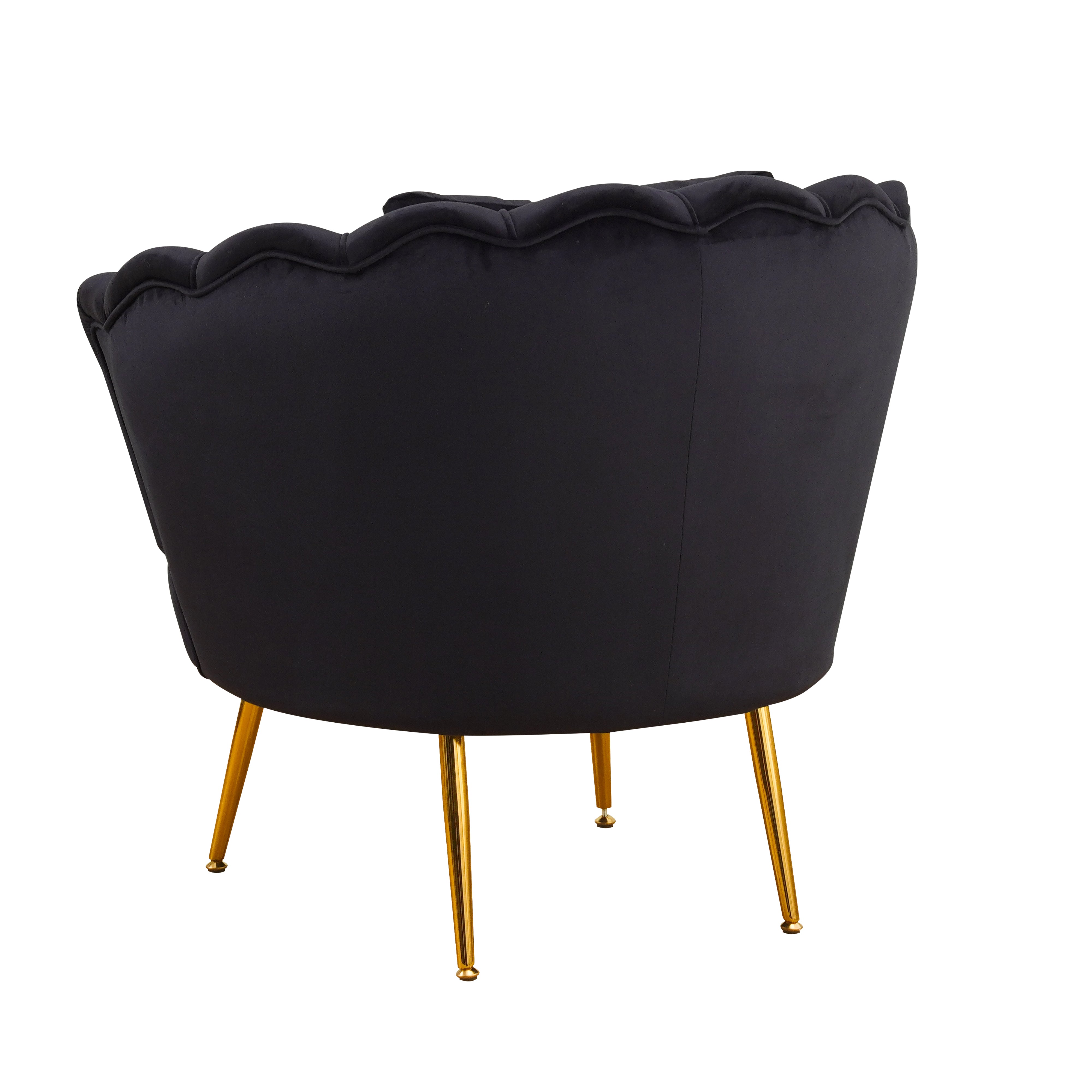 Poltrona Frida Velluto Nero Gambe Oro C/Cuscino