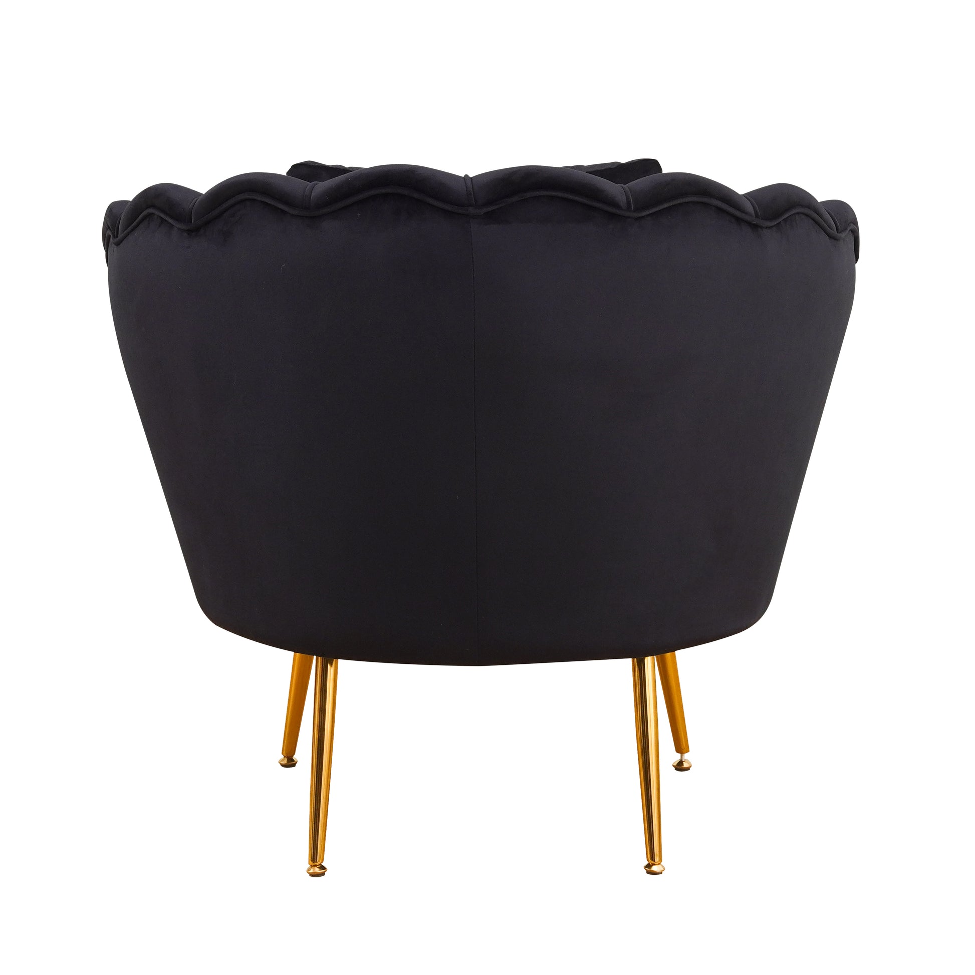 Poltrona Frida Velluto Nero Gambe Oro C/Cuscino