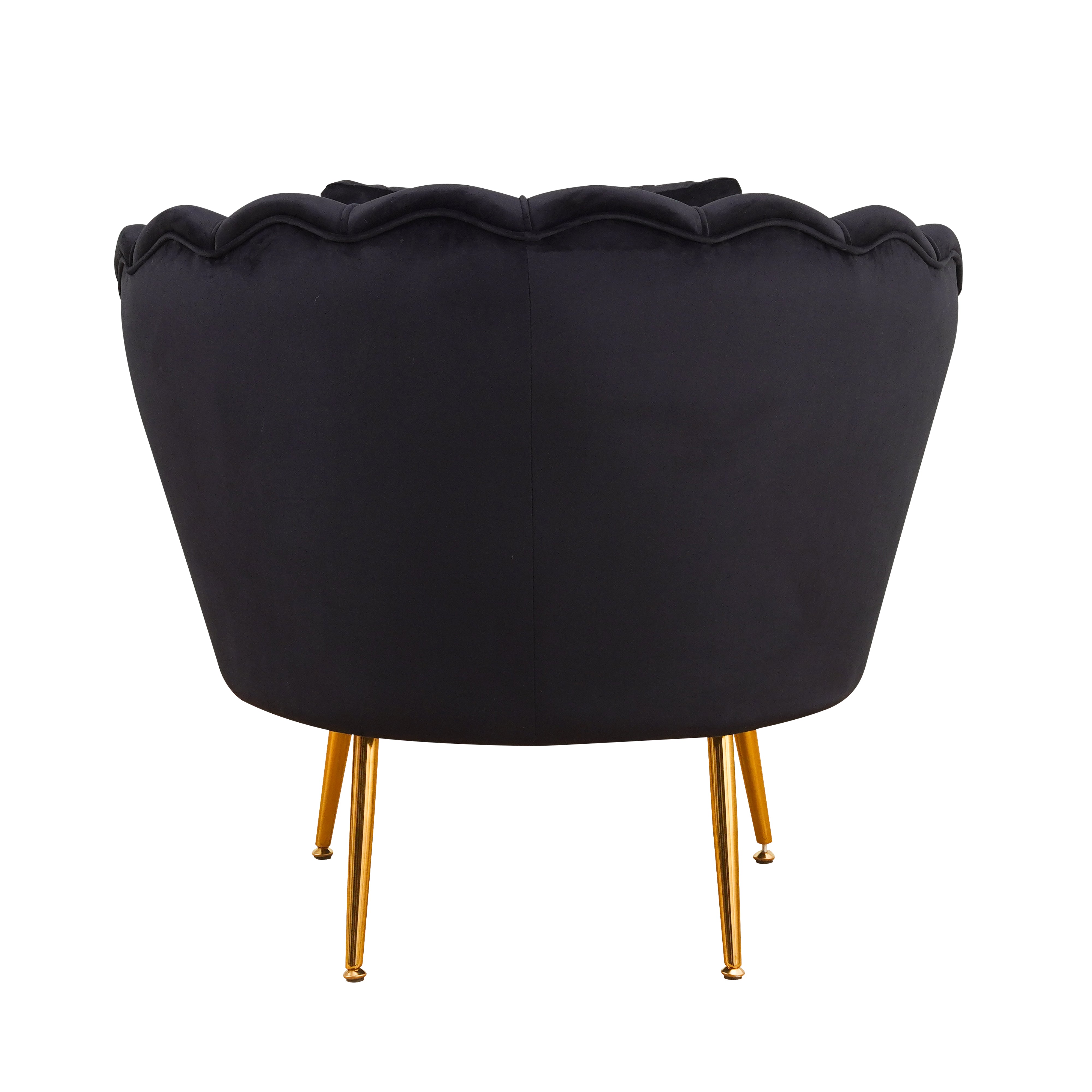 Poltrona Frida Velluto Nero Gambe Oro C/Cuscino