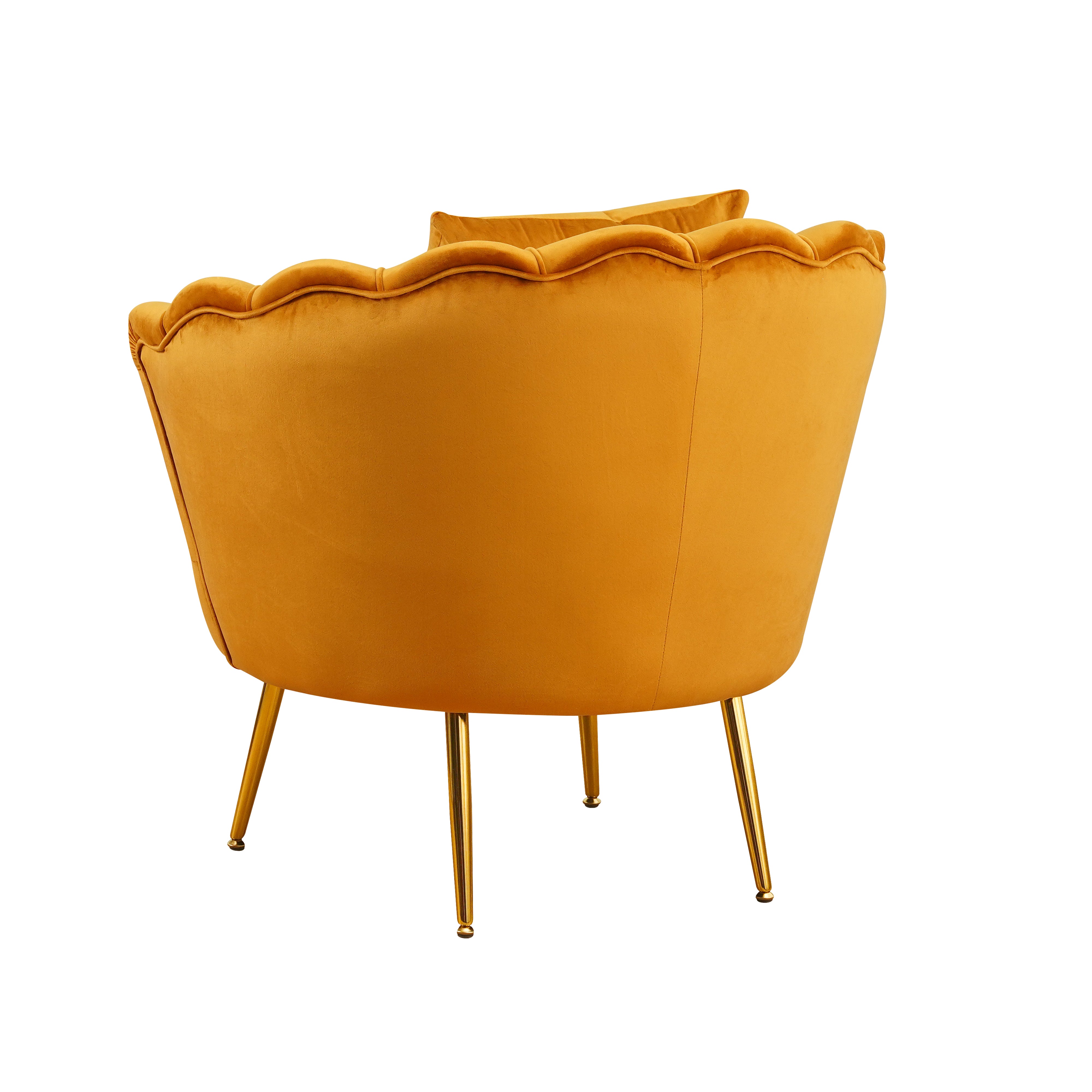 Poltrona Frida Velluto Senape Gambe Oro C/Cuscino