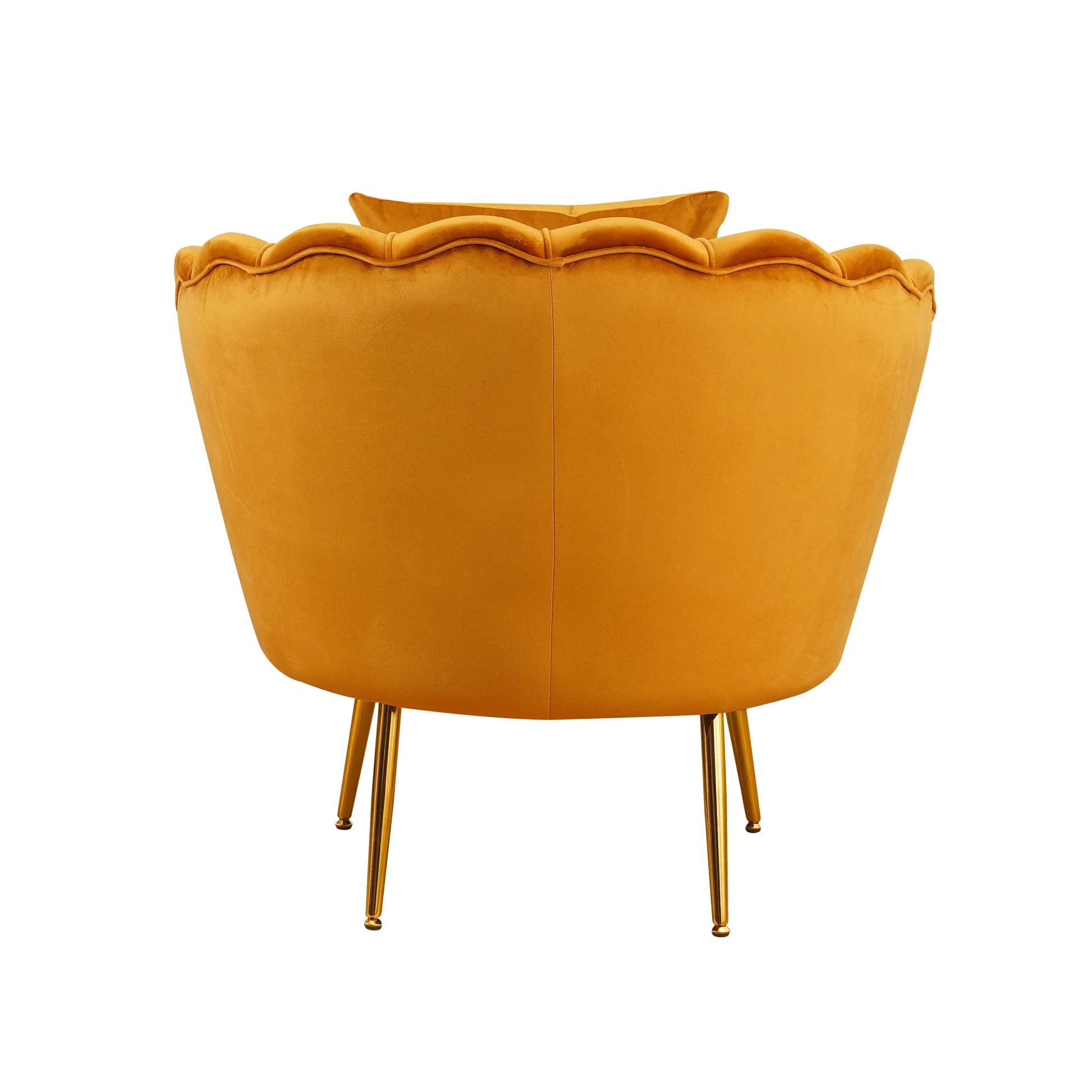 Poltrona Frida Velluto Senape Gambe Oro C/Cuscino