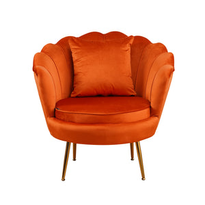Poltrona Frida Velluto Ruggine Gambe Oro C/Cuscino