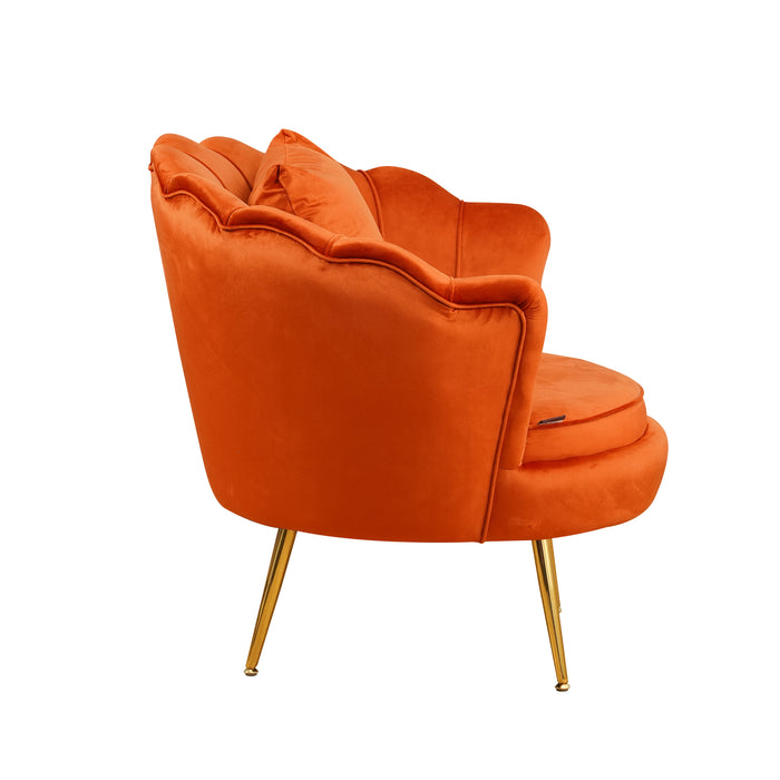 Poltrona Frida Velluto Ruggine Gambe Oro C/Cuscino