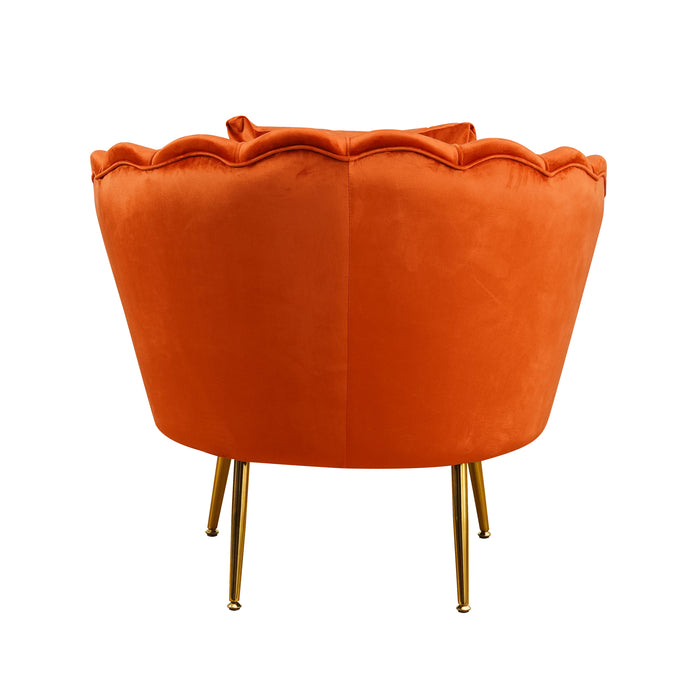 Poltrona Frida Velluto Ruggine Gambe Oro C/Cuscino