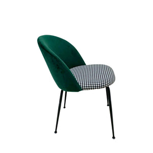 Set Da 2, Sedia Elen Velluto Verde E Stampa Pied De Poule