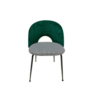 Set Da 2, Sedia Elen Velluto Verde E Stampa Pied De Poule