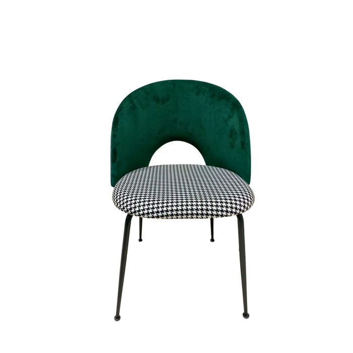 Set Da 2, Sedia Elen Velluto Verde E Stampa Pied De Poule