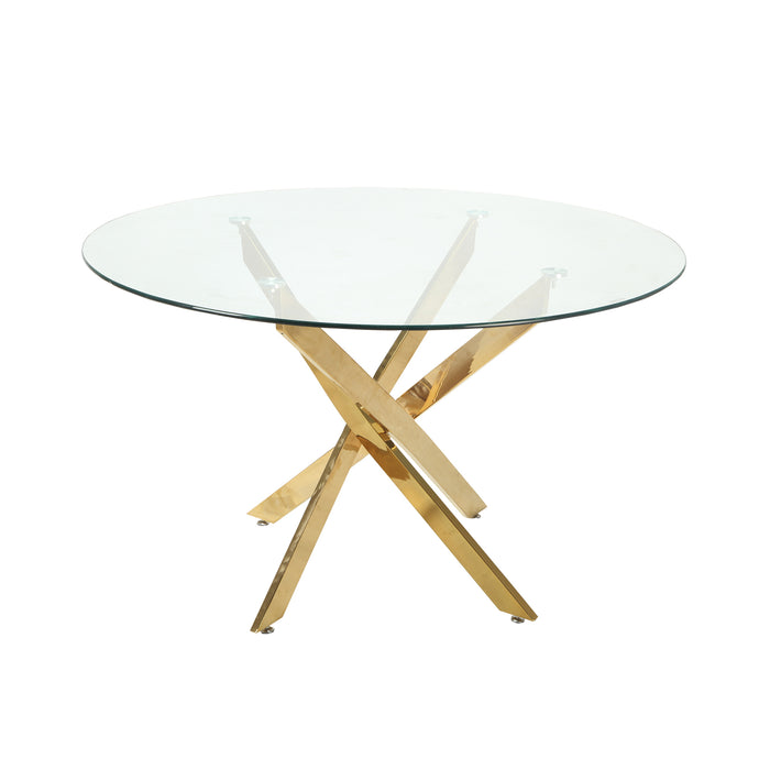 Tavolo Royal Vetro Rotondo/Gambe Oro