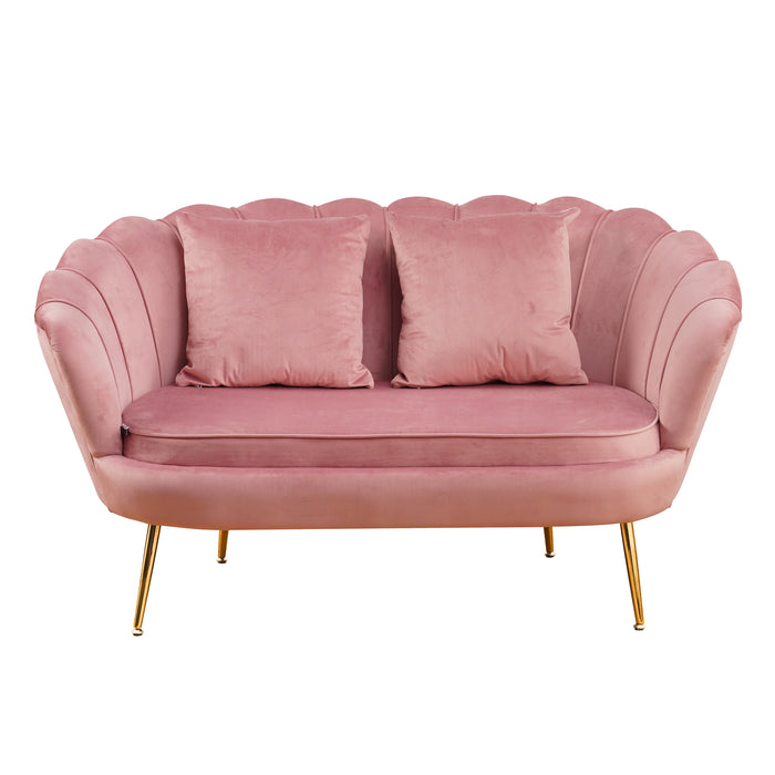 Divano Frida Velluto Cipria Gambe Oro C/Cuscino