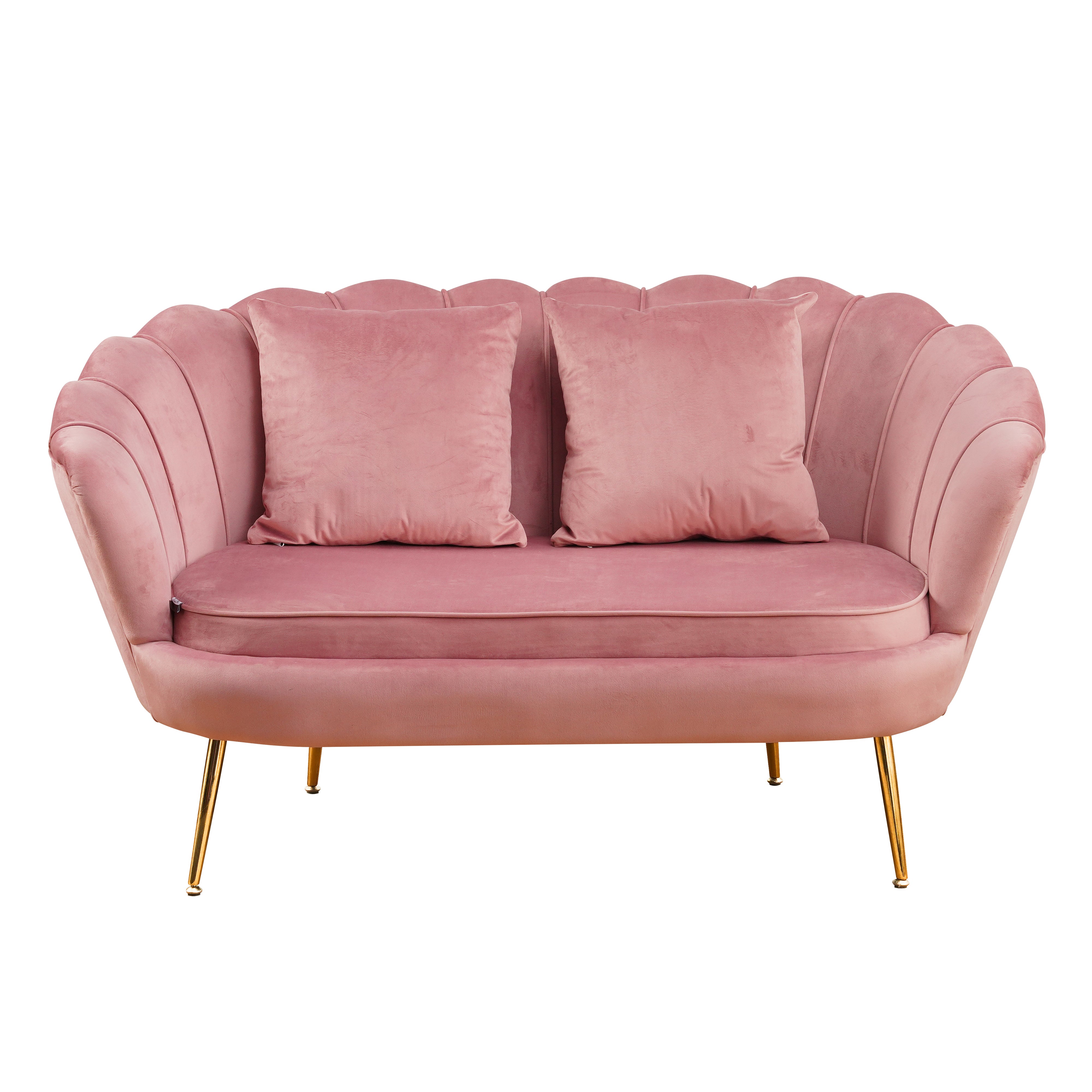 Divano Frida Velluto Cipria Gambe Oro C/Cuscino