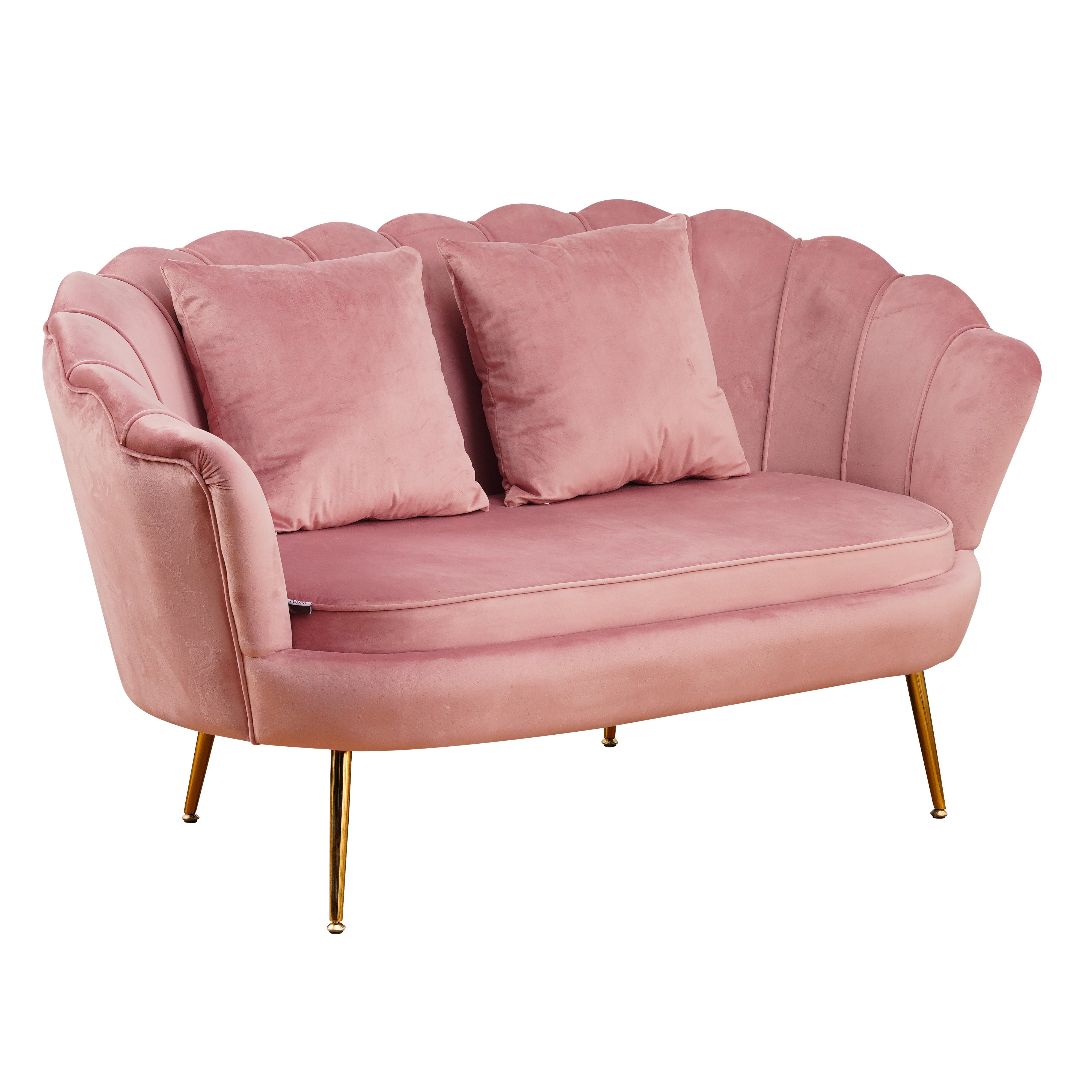 Divano Frida Velluto Cipria Gambe Oro C/Cuscino