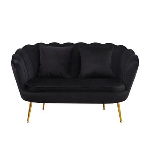 Divano Frida Velluto Nero Gambe Oro C/Cuscino