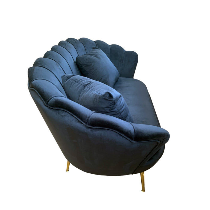 Divano Frida Velluto Nero Gambe Oro C/Cuscino