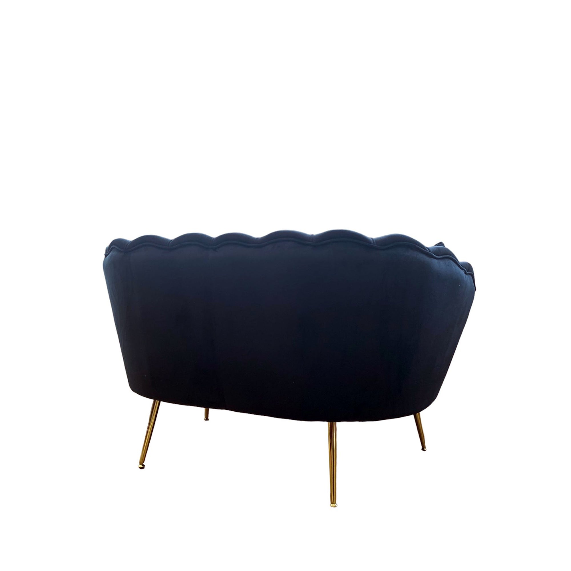 Divano Frida Velluto Nero Gambe Oro C/Cuscino