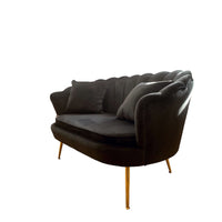 Divano Frida Velluto Nero Gambe Oro C/Cuscino