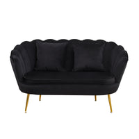 Divano Frida Velluto Nero Gambe Oro C/Cuscino