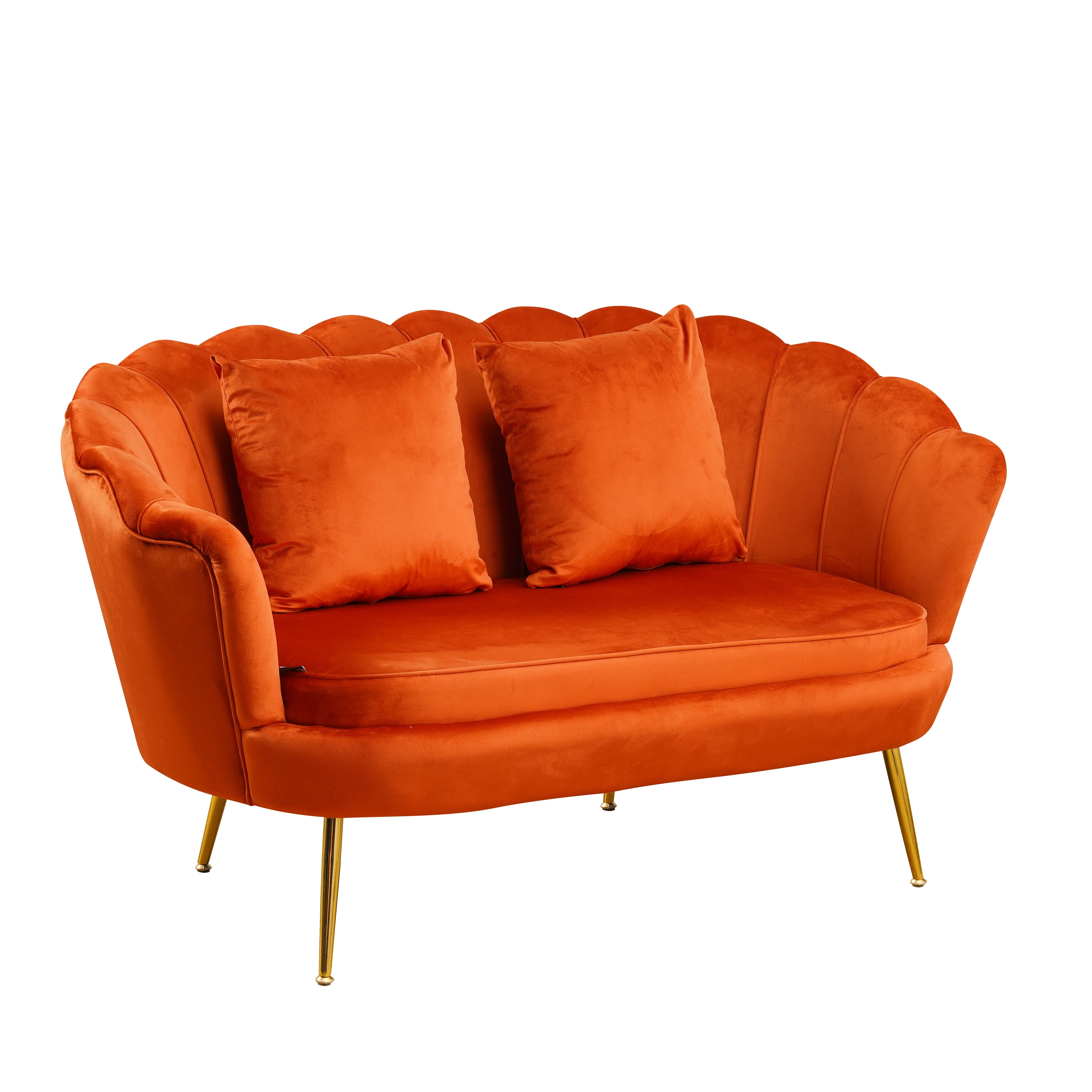 Divano Frida Velluto Ruggine Gambe Oro C/Cuscino