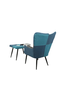 Set Biki + Pouf Poggiapiedi Patcwork Sfondo Blu