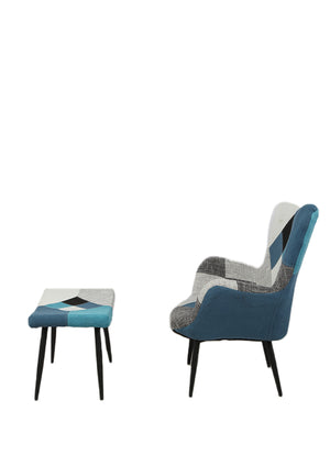 Set Biki + Pouf Poggiapiedi Patcwork Sfondo Blu