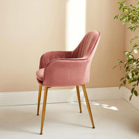 Set Da 2, Poltrona New Odette Velluto Cipria/Oro