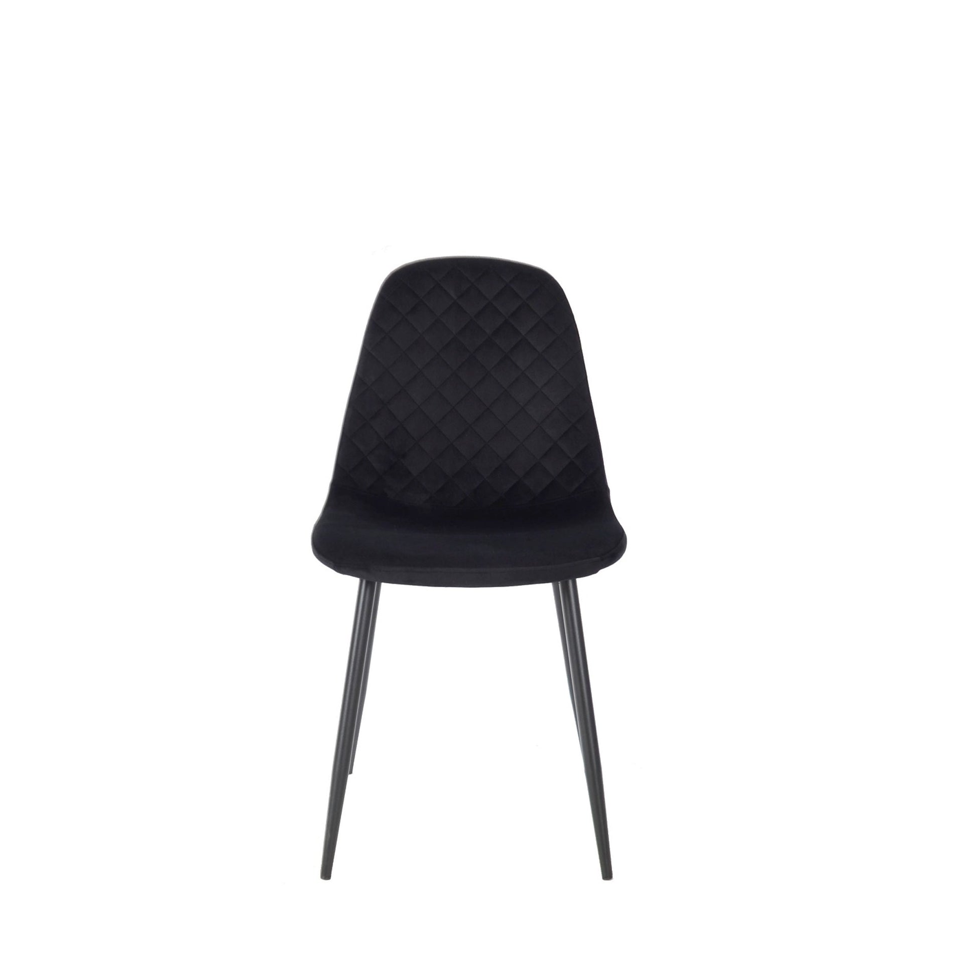 Set Da 4 Sedie,New Lena, Velluto Nero,Gambe Nere