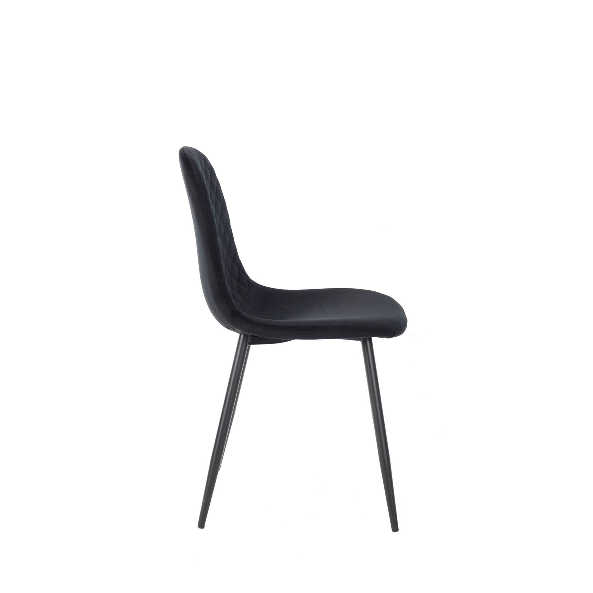Set Da 4 Sedie,New Lena, Velluto Nero,Gambe Nere