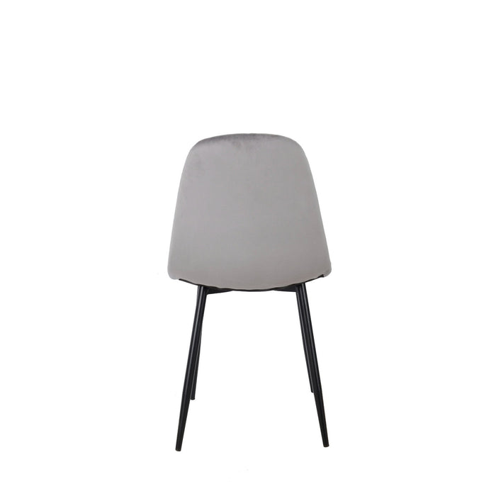 Set Da 4 Sedie,New Lena, Velluto Grigio,Gambe Nere