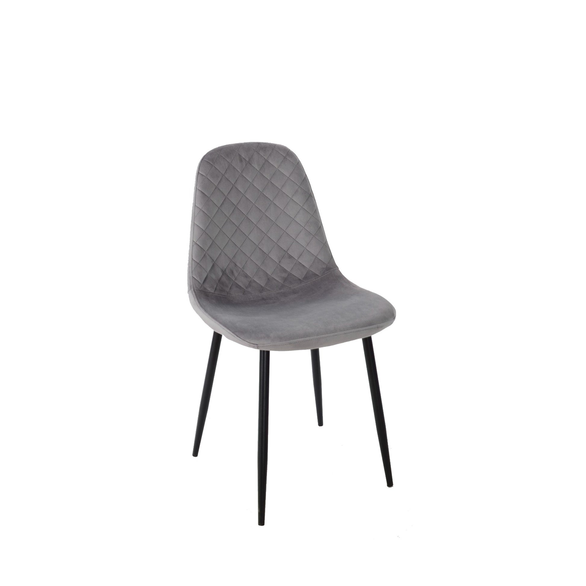 Set Da 4 Sedie,New Lena, Velluto Grigio,Gambe Nere