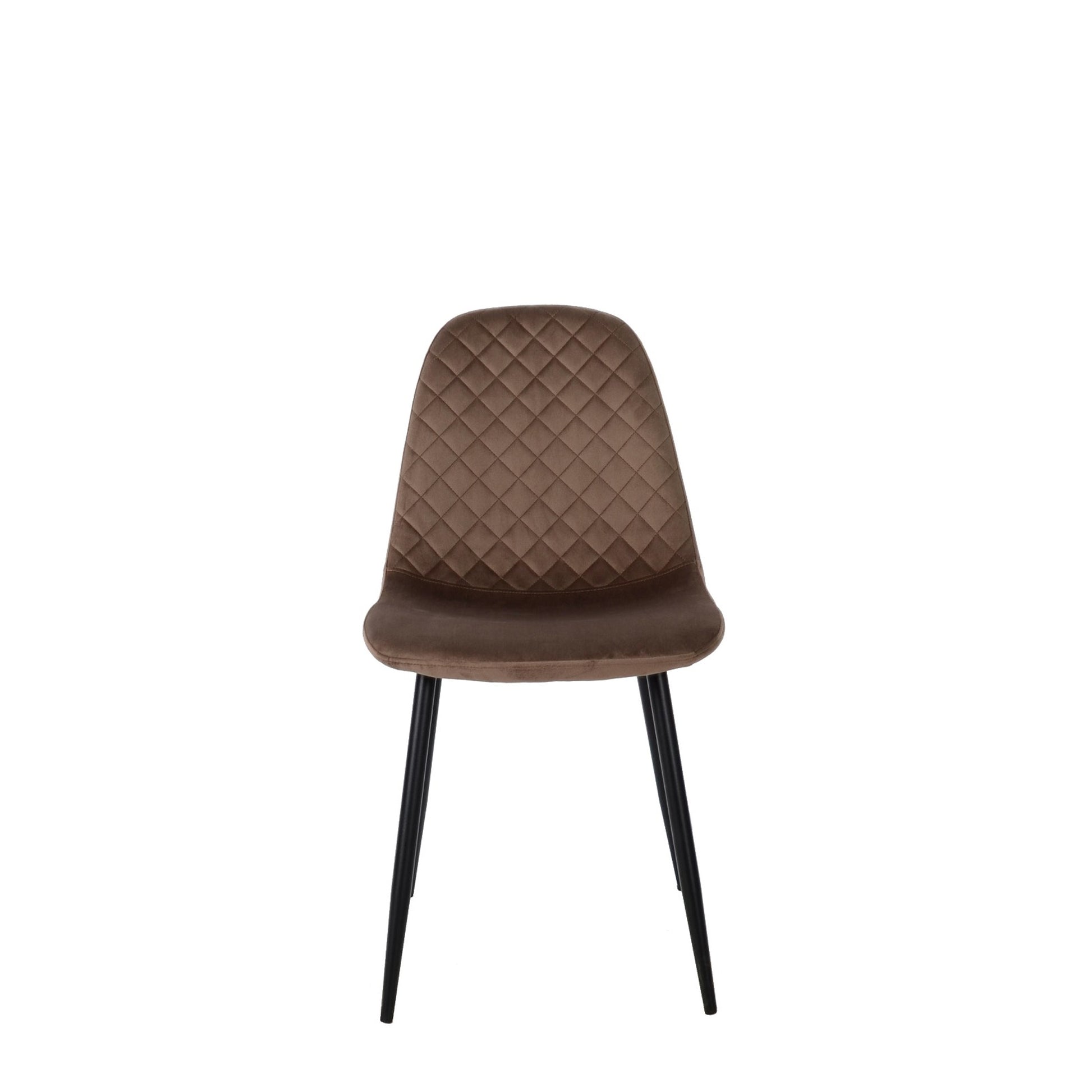 Set Da 4 Sedie,New Lena, Velluto Fango, Gambe Nere