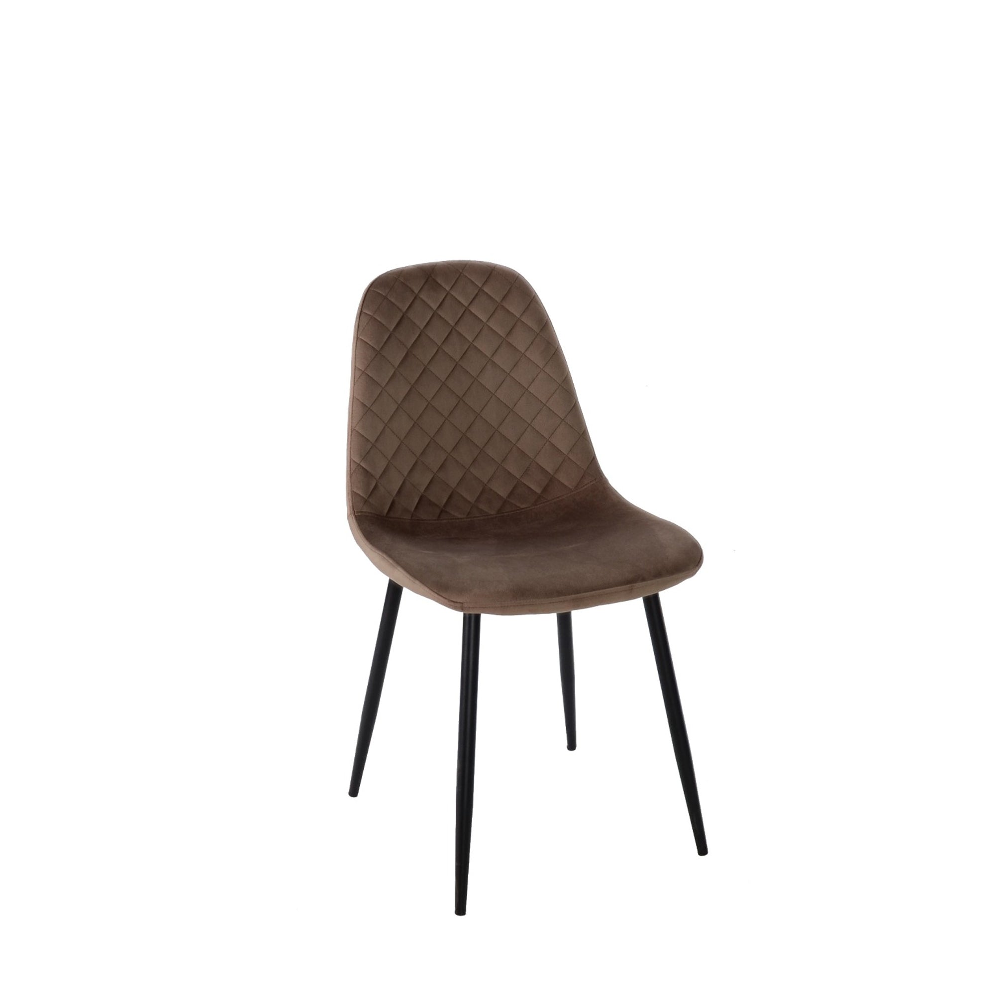 Set Da 4 Sedie,New Lena, Velluto Fango, Gambe Nere