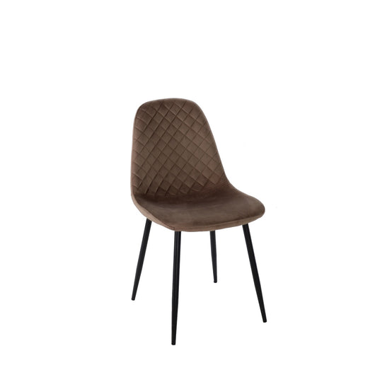 Set Da 4 Sedie,New Lena, Velluto Fango, Gambe Nere