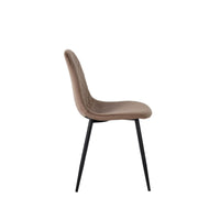 Set Da 4 Sedie,New Lena, Velluto Fango, Gambe Nere