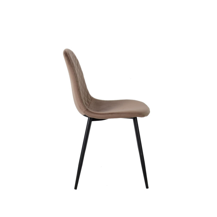 Set Da 4 Sedie,New Lena, Velluto Fango, Gambe Nere