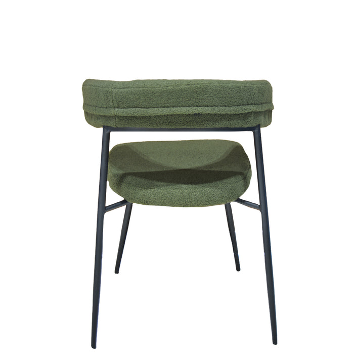 Set Da Due Poltrone,Megan, Imbottita, Rivestita In  Tessuto Bouclè, Verde, Struttura In Metallo Laccata Nera