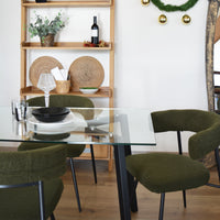 Set Da Due Poltrone,Megan, Imbottita, Rivestita In  Tessuto Bouclè, Verde, Struttura In Metallo Laccata Nera